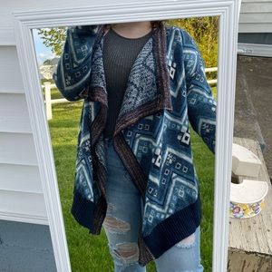 Pink Rose tribal print cardigan sweater